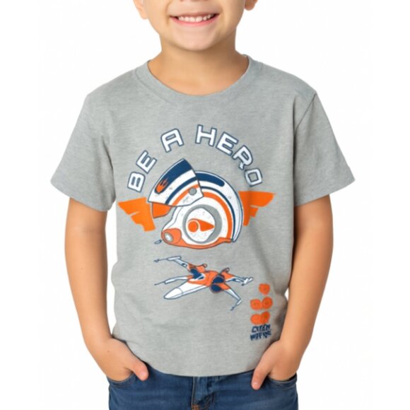 Disney Parks Kids Gray Orange Star Wars Be A Hero T-Shirt Size S - Picture 1 of 5